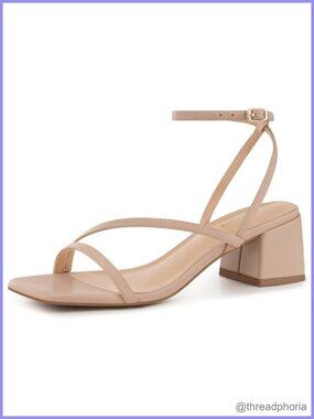 Faux Leather Low Heel Strappy Sandals Comfortable Chunky Block Heel